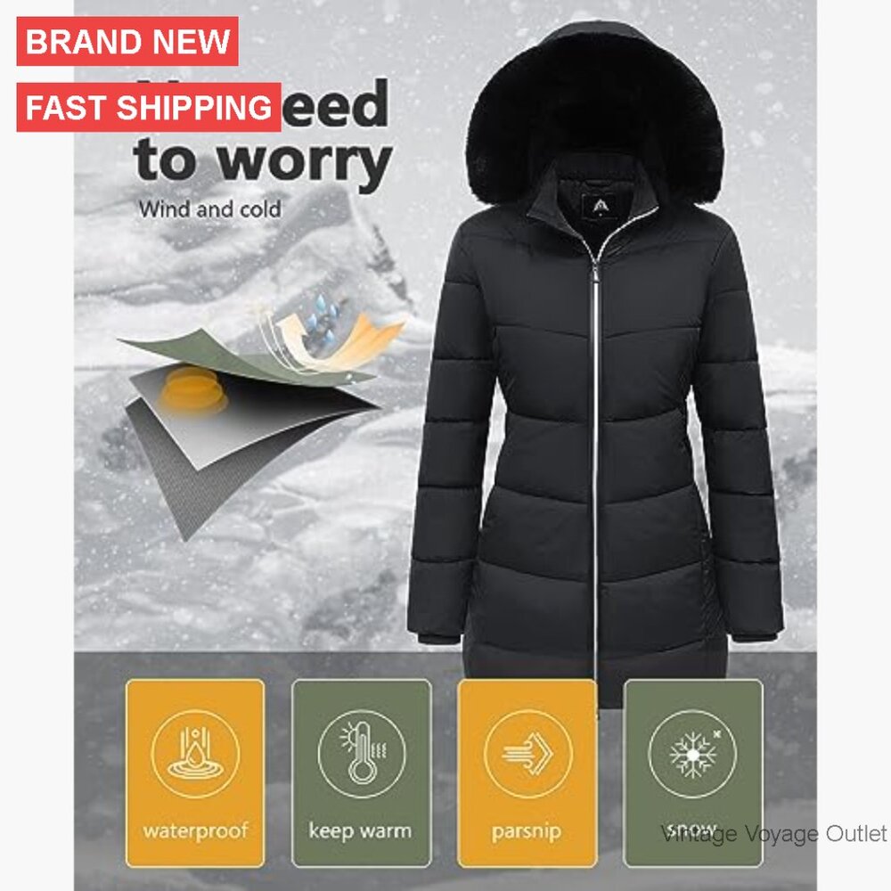 Winter Down Puffer Jacket Hooded Windproof Waterp… - image 3